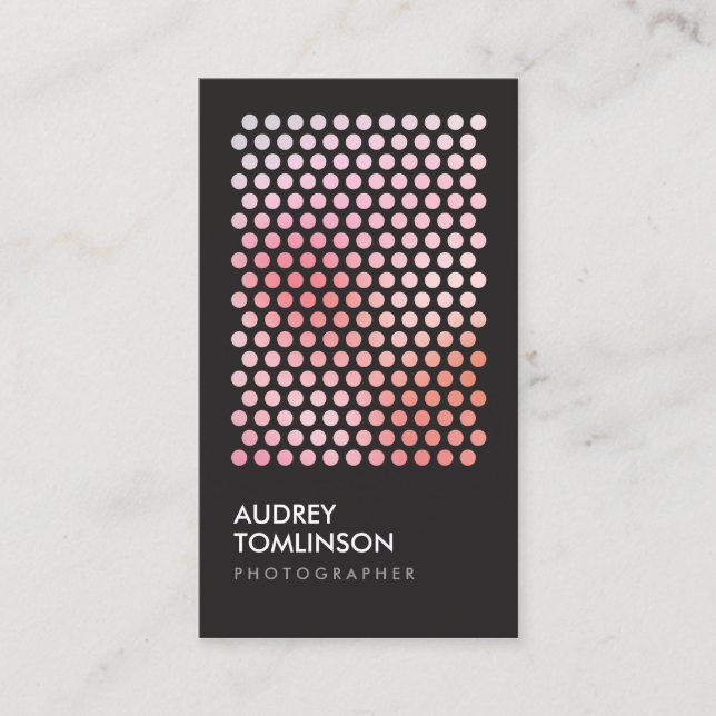 PHOTOGRAPHY CIRCLES PATTERN in BLACK (Vertical) Business Card (Front)