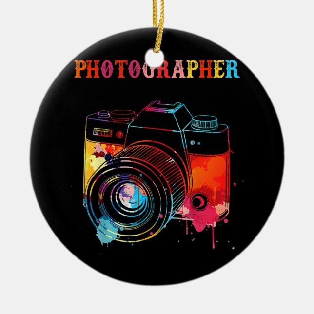 Photography Classic Graphic Camera Photographer Ceramic Ornament (Front)
