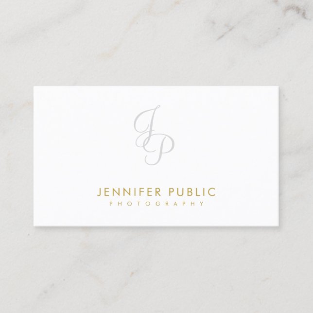 Photography Elegant Monogram Plain Gold Text Cool Business Card (Front)