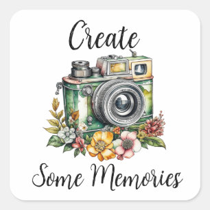 Photography Graphics and Quote   Vintage Camera Square Sticker
