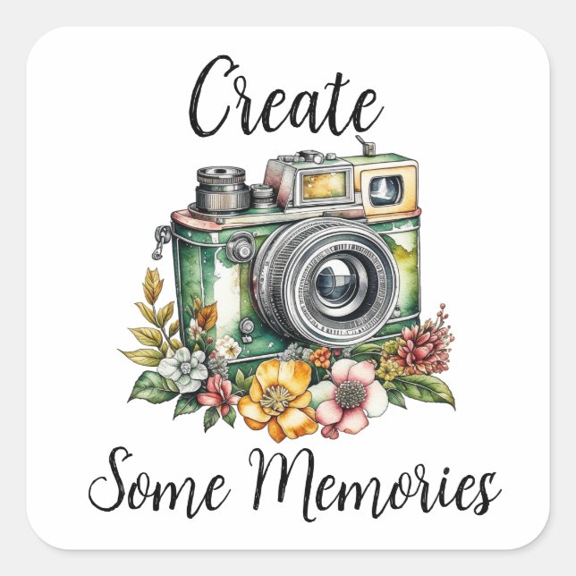 Photography Graphics and Quote | Vintage Camera Square Sticker (Front)