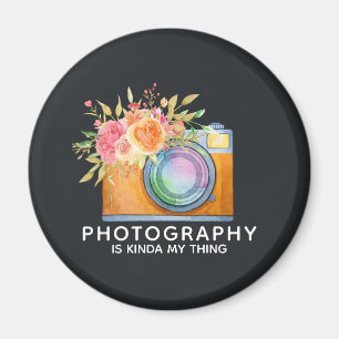 Photography is Kinda My Thing Watercolor Camera Magnet