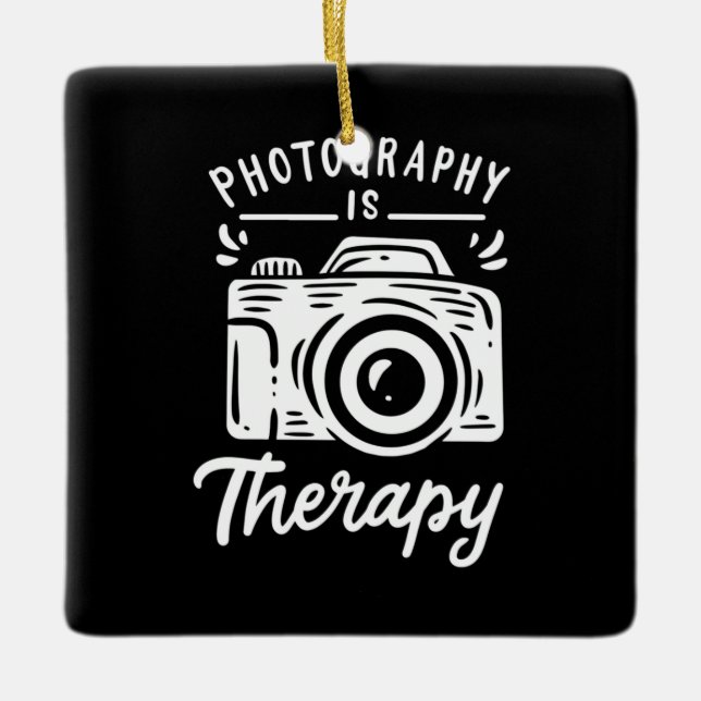 Photography Is Therapy Ceramic Ornament (Front)