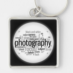 Photography Lingo Black and White Keychain