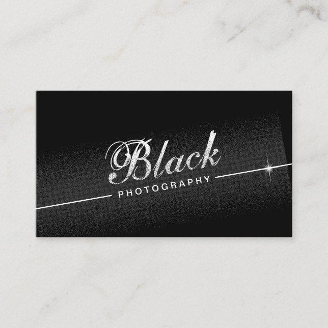 Photography Modern Plain Black Photographer Business Card (Front)