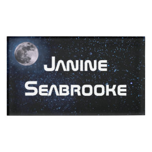 Photography - Night Sky with Full Moon + your idea Name Tag