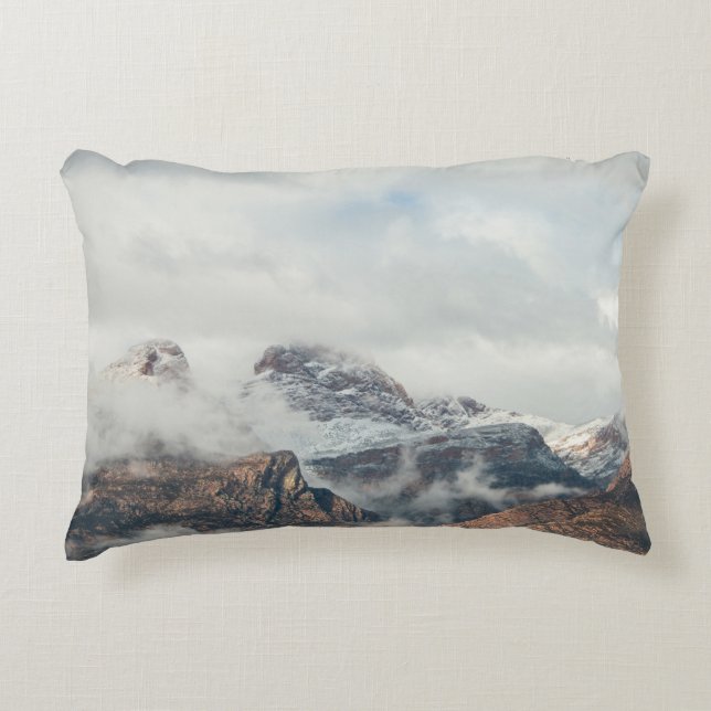 PHOTOGRAPHY OF MOUNTAIN RANGE DURING DAYTIME ACCENT PILLOW (Front)