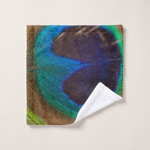 Photography of peacock feather wash cloth
