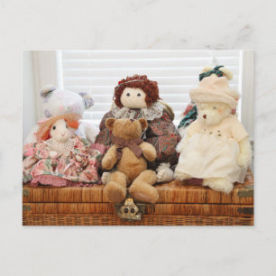 Photography of Vintage Toys, Bears, Rabbit, Doll Postcard