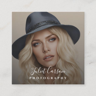 Photography Script Calligraphy photo Square Business Card