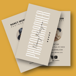Photography Script Typography Picture Biege Business Card