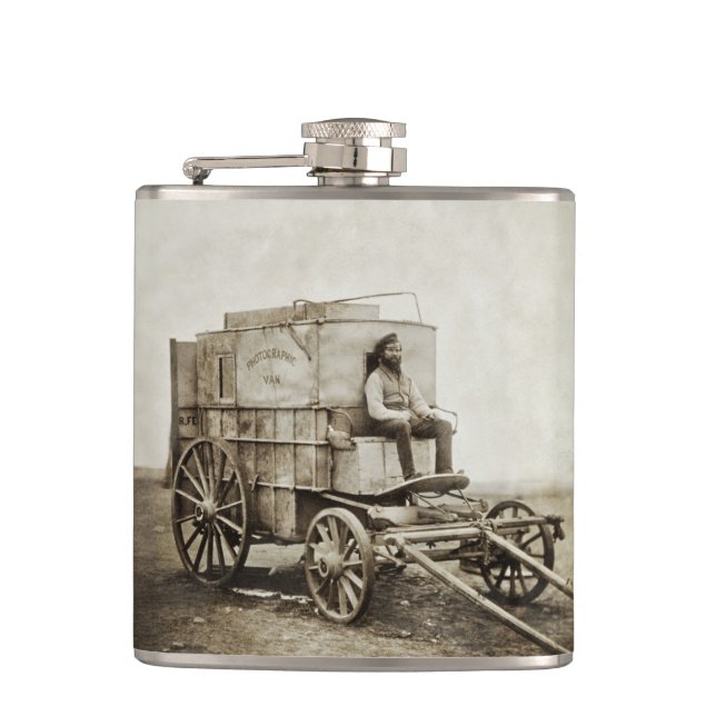 Photography Wagon of Roger Fenton Photo Realism Hip Flask (Front)