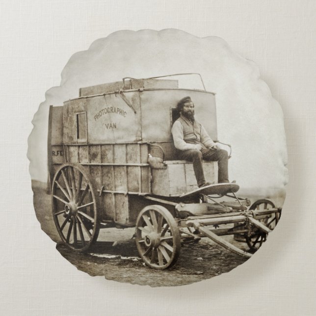 Photography Wagon of Roger Fenton Photo Realism Round Pillow (Front)