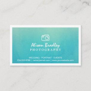 Photography Watercolor Aqua Green Photo Showcase Business Card