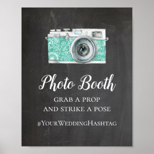 Photomaton tableau noir mariage. Moderne hashtag