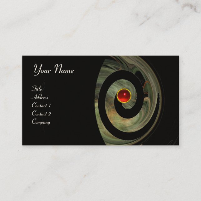 PHOTON SWIRL GEM MONOGRAM black purple red Business Card (Front)