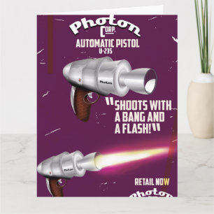 Photon vintage pistol science fiction poster card