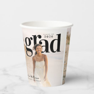PhotoPop Lowercase grad 2026 Two Photo Graduation  Paper Cups