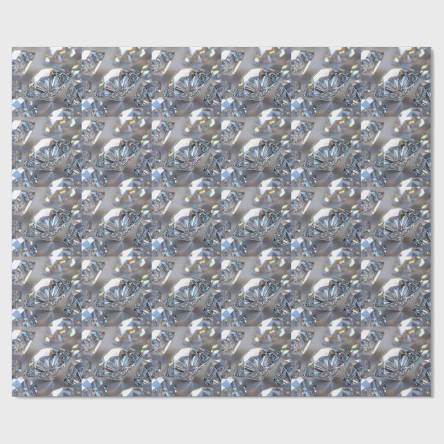Photorealistic Close-Up of Sparkling Diamond Wrapping Paper (Flat)