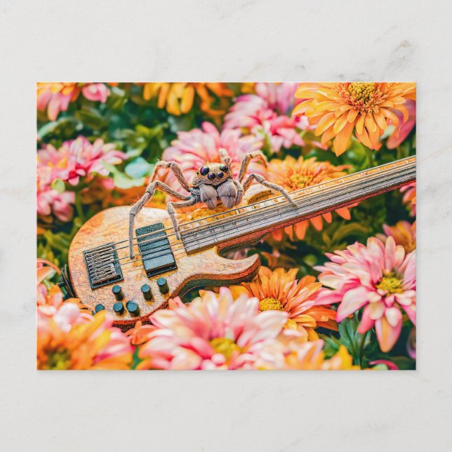Photorealistic Spider Playing Bass Guitar Postcard (Front)