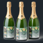 Photos, 21st Birthday Green Glitter Champagne<br><div class="desc">Surprise your guests with these elegant Champagne Labels featuring a stylish green glitter with a unique glitter number 21 and four custom pictures.</div>