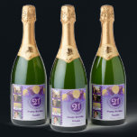 Photos, 21st Birthday Purple Glitter Champagne<br><div class="desc">Surprise your guests with these elegant Champagne Labels featuring a stylish purple glitter with a unique glitter number 21 and four custom pictures.</div>
