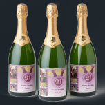 Photos, 21st Birthday Rose Gold Glitter Champagne<br><div class="desc">Surprise your guests with these elegant Champagne Labels featuring a stylish Rose Gold glitter with a unique glitter number 21 and four custom pictures.</div>
