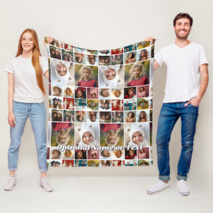 Photos All Over - 14 Photo Collage Pattern Fleece Blanket