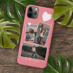 Photos And Heart On Coral Red Peach Blush Pink iPhone 11Pro Max Case<br><div class="desc">Decorative,  pretty elegant light coral red pink coloured cellphone case with room to customize or personalize with three pictures of your choice. Decorated with cute hearts and sweet We Love You quote text in an elegant and stylish handwritten style calligraphy font type.</div>