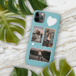 Photos And Heart On Light Turquoise Teal Blue Case-Mate iPhone Case<br><div class="desc">Decorative, pretty elegant light teal blue green grey coloured cellphone case. With room to easily customize or personalize with three pictures and (limited) text of your choice. Decorated with cute hearts and sweet We Love You quote text in an elegant and stylish handwritten style calligraphy font type. Unique keepsake, birthday,...</div>