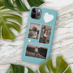 Photos And Heart On Light Turquoise Teal Blue iPhone 16 Pro Max Case
