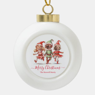 Photos Christmas elves  Ceramic Ball Christmas Ornament