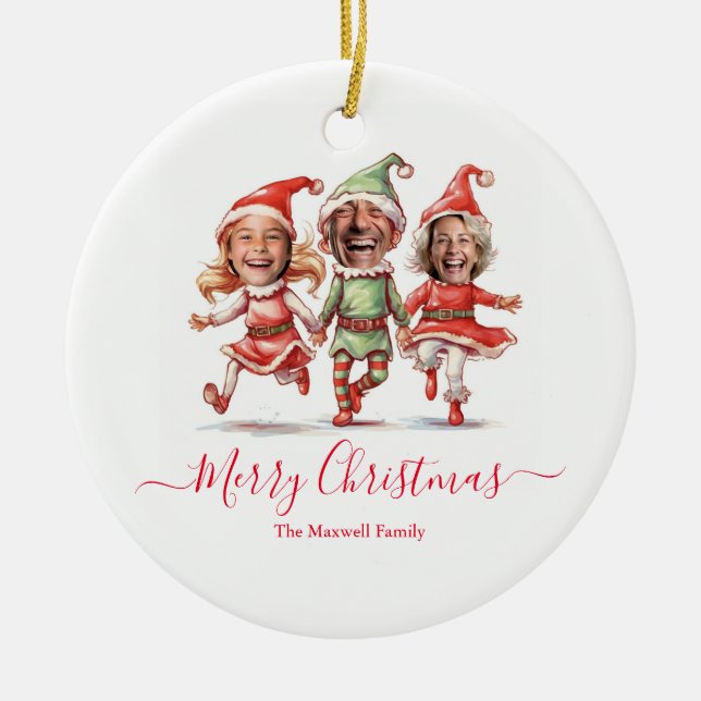 Photos Christmas elves  Ceramic Ornament (Front)