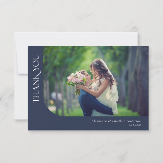 Photos courbes simples et modernes Mariage Merci (Devant)