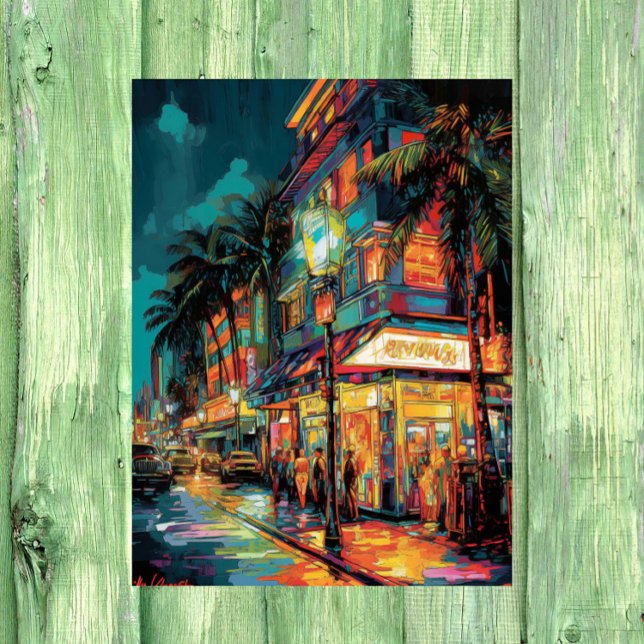 Photos de Miami Nightscape : Foil Poster Imprimer  (Créateur téléchargé)