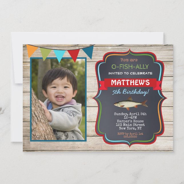 Photos de pêche Invitations à la fête d'anniversai (Devant)