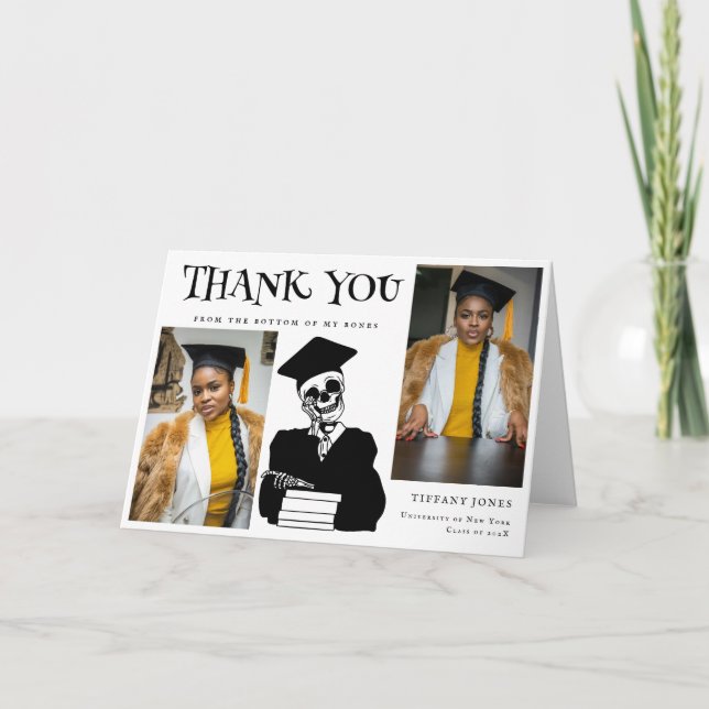 Photos de script moderne Skeleton Graduation Merci (Devant)