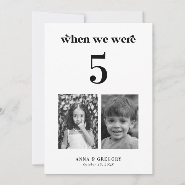 Photos d'enfance rétro 5x7 Numéro de table de mari (Devant)