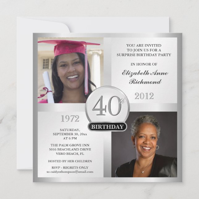 Photos des invitations à l'anniversaire du 40e ann (Devant)