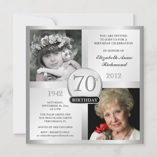 Photos des invitations à l'anniversaire du 70e ann (Devant)