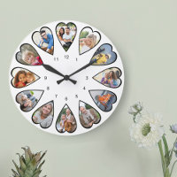Photos en forme de coeur Blanc rond grande horloge