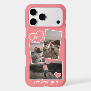 Photos et cœur sur rouge corail blush pêche rose