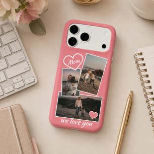 Photos et cœur sur rouge corail blush pêche rose