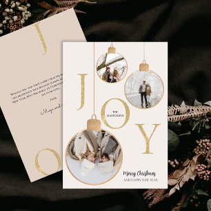 Photos JOY White Christmas Bell Holiday Card