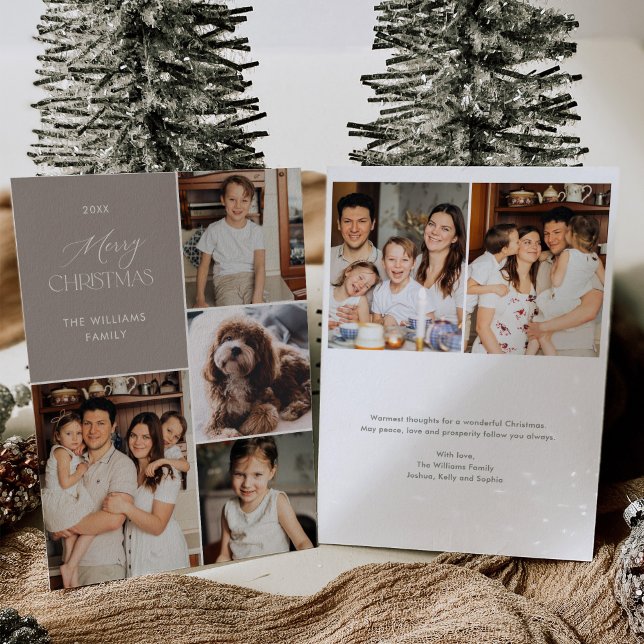 Photos multiples modernes Taupe de carte de Noël (Créateur téléchargé)
