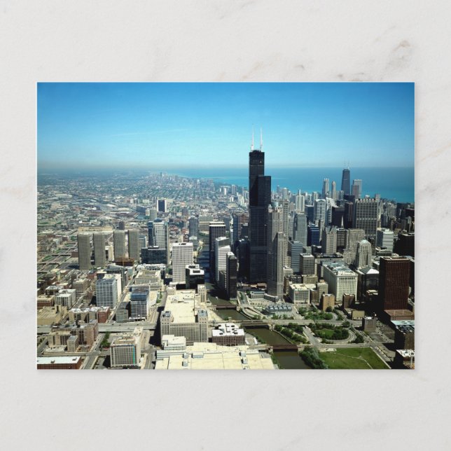 Photos of Chicago: Aerial view skyline Postcard (Front)