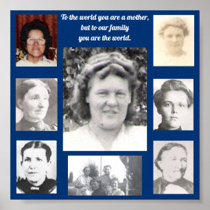 Photos of Mothers Quote Collage Blue Frame Poster