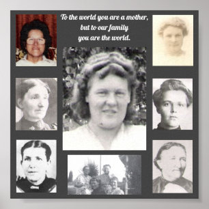 Photos of Mothers Quote Collage Grey Frame Poster