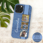 Photos On Rustic Fashionable Blue Denim Pattern iPhone 13 Pro Max Case<br><div class="desc">Classy chic and classic faux blue jeans denim fabric textile design. With room to customize or personalize with photos, a name, monograms, or initials of your choice. Beautiful, modern, and cool cover for the trend-savvy and art-loving hip trendsetter, artsy motif lover who wants to protect their phone from dust and...</div>