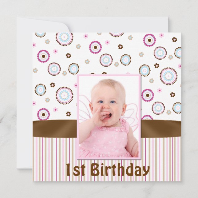 Photos Pink & Brown Babys Invitation pour le premi (Devant)